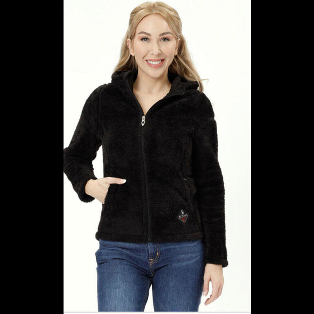 NWT Spyder Women's  Black Nick shaggy fleece Sz L Ret $99